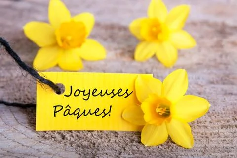 Label with Joyeuses Pâques Stock Photos