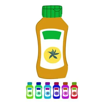 Label ketchup bottle vector cartoon graphic Stock Illustration