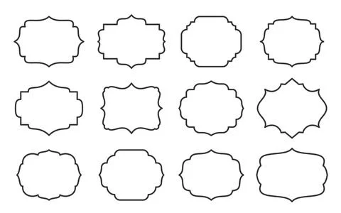 Label line border blank frame card sale text set Stock Illustration