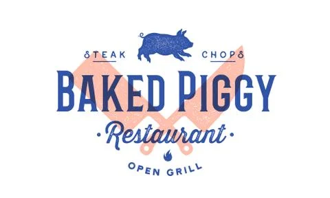 Label logo meat restaurant Stock Illustration