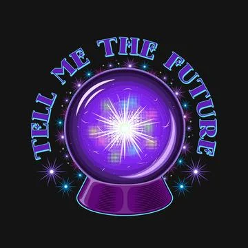 Label with magic crystal ball for fortune telling Stock Illustration
