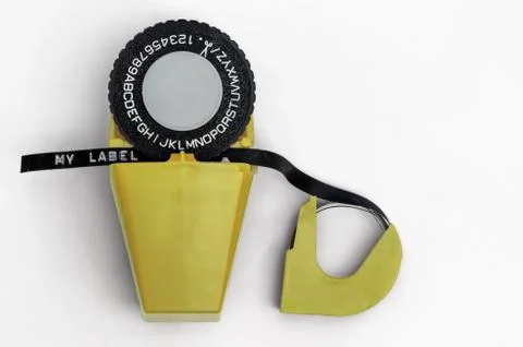 Label maker 04-yellow Stock Photos
