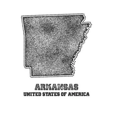 Label with map of arkansas. Stock Illustration