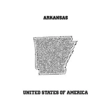 Label with map of arkansas. Stock Illustration