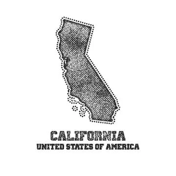 Label with map of california. Stock Illustration