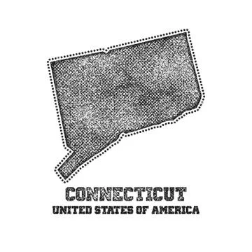 Label with map of connecticut. Stock Illustration