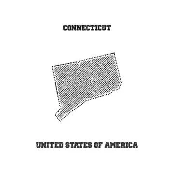 Label with map of connecticut. Stock Illustration