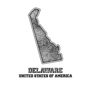 Label with map of delaware. Stock Illustration
