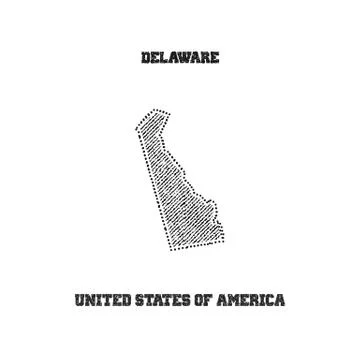Label with map of delaware. Stock Illustration
