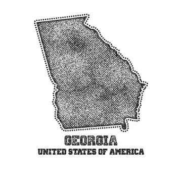 Label with map of georgia. Illustrazione stock