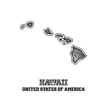 Label with map of hawaii. Stock Illustration