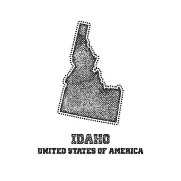 Label with map of idaho. Stock Illustration