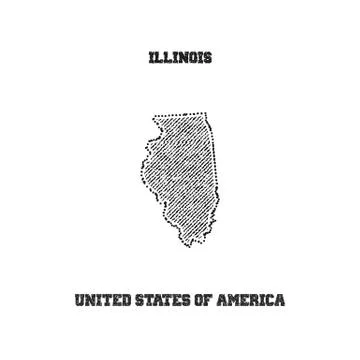 Label with map of illinois. Stock Illustration
