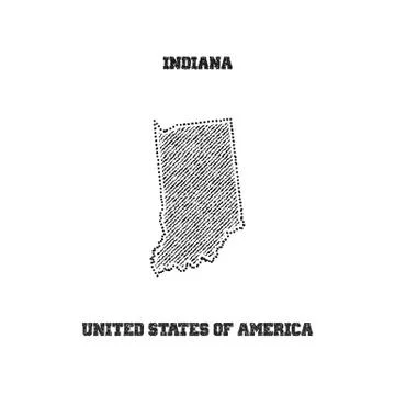 Label with map of indiana. Stock Illustration