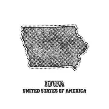 Label with map of iowa. Stock Illustration