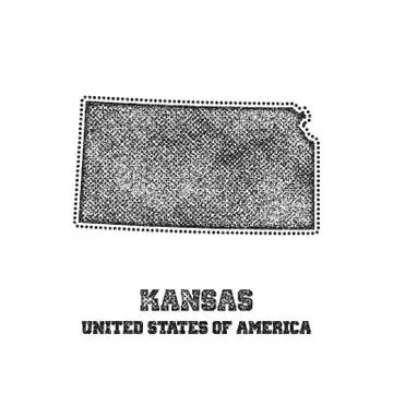 Label with map of kansas. Stock Illustration