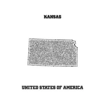 Label with map of kansas. Stock Illustration