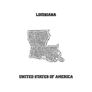Label with map of louisiana. Stock Illustration