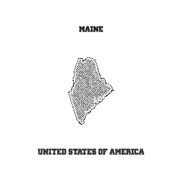 Label with map of maine. Stock Illustration