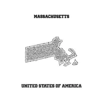 Label with map of massachusetts. Stock Illustration