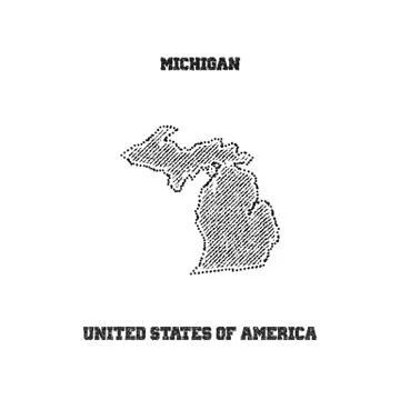 Label with map of michigan. Stock Illustration