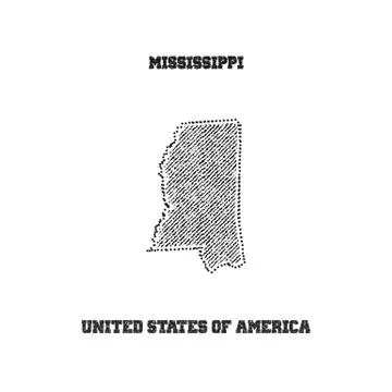 Label with map of mississippi. Stock Illustration