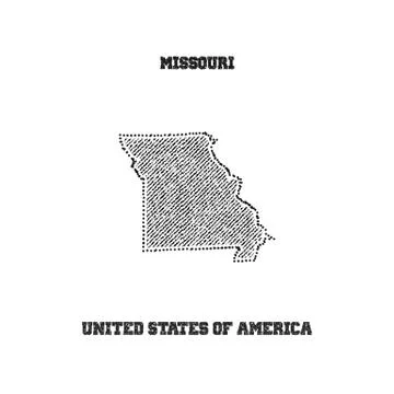Label with map of missouri. Stock Illustration