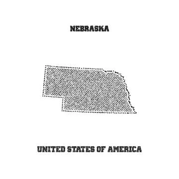 Label with map of nebraska. Stock Illustration