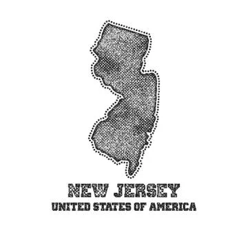 Label with map of new jersey. Stock Illustration