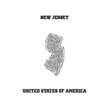 Label with map of new jersey. Stock Illustration