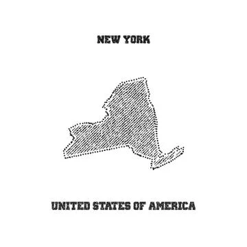 Label with map of new york. Stock Illustration