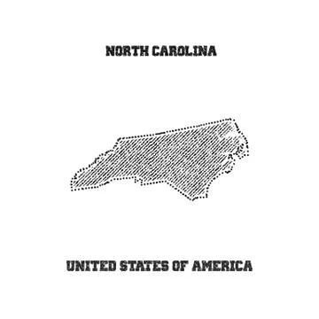 Label with map of north carolina. Stock Illustration