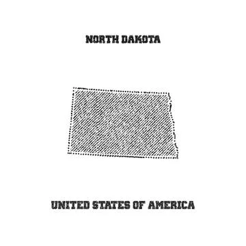 Label with map of north dakota. Stock Illustration