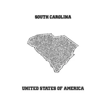 Label with map of south carolina. Stock Illustration
