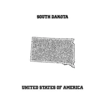 Label with map of south dakota. Stock Illustration