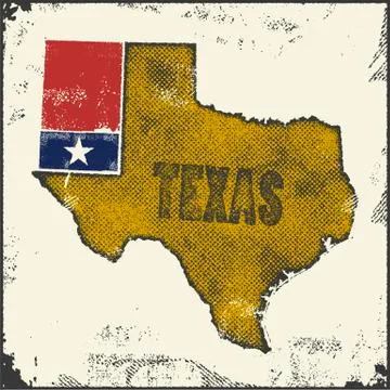 Label with map of texas. Stock Illustration