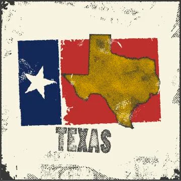Label with map of texas. Stock Illustration