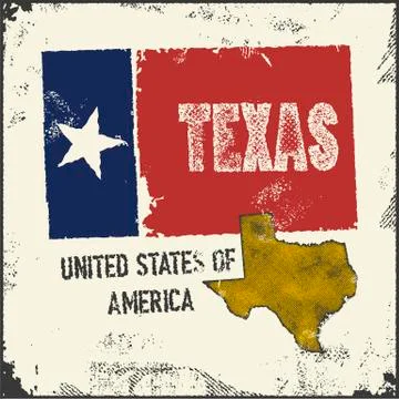 Label with map of texas. Stock Illustration