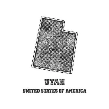 Label with map of utah. Stock Illustration