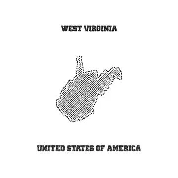 Label with map of west virginia. Stock Illustration