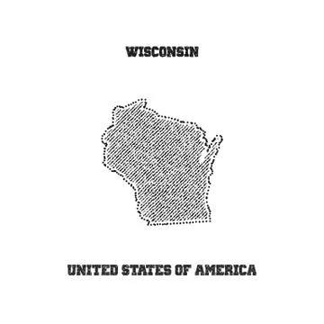Label with map of wisconsin. Illustrazione stock