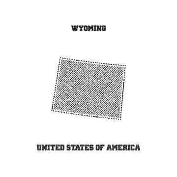 Label with map of wyoming. Stock Illustration