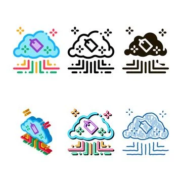 Label in multipack internet cloud icon vector outline Stock Illustration