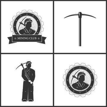 Label or Badge Mining Industry Stock Illustration