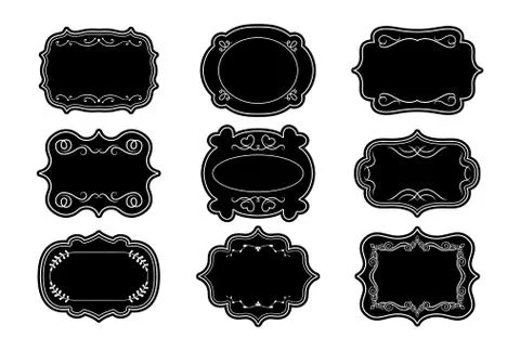 Label ornamental black craft frame set elegant Stock Illustration