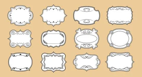 Label ornamental blank frames set royal ornate Stock Illustration