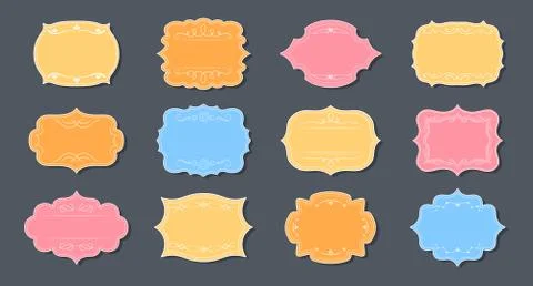 Label ornamental color craft frames set elegant Illustrazione stock