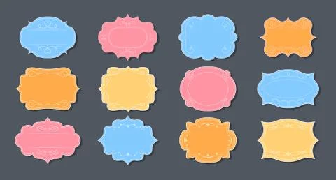Label ornamental color frames set for text vector Stock Illustration