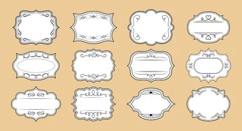 Label ornamental craft frames set elegant vector Illustrazione stock