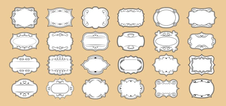 Label ornamental frames set elegant royal frame Illustrazione stock
